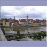Blick von der Nordseite auf Regensburg (der Dom liegt weiter links)